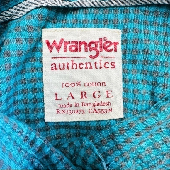 WRANGLER Button Up Men’s Size‎ Large Green - Picture 3 of 3